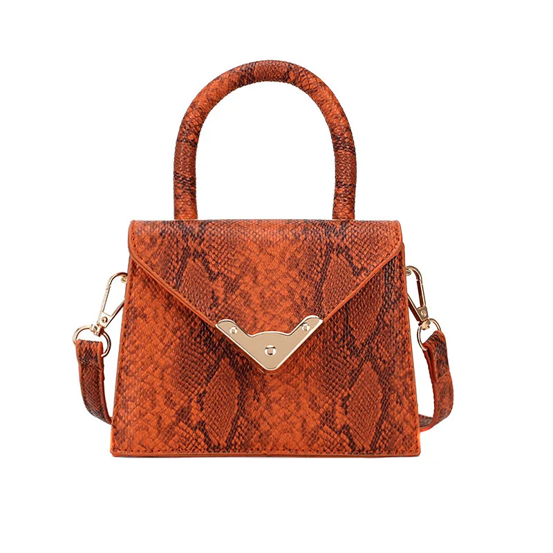 

2019 Summer Fashion Snake Small Square Bag Personality Flip Hand Bag Shoulder Messenger Bag Ladies Crossbody Bags For Women PU