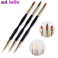 Nowy 1Pc zakończone z dwóch stron szczotka do paznokci malowanie rysowanie linii długopis 3D porady DIY żel UV kwiaty projekt Nail Art książki Salon narzędzia do Manicure 6