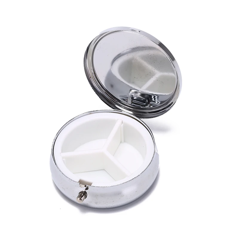 

1Pcs 2/3 Grids Metal Round Pill Box Divide Storage Small Medicine Case Silver Tablet Holder Advantageous Container