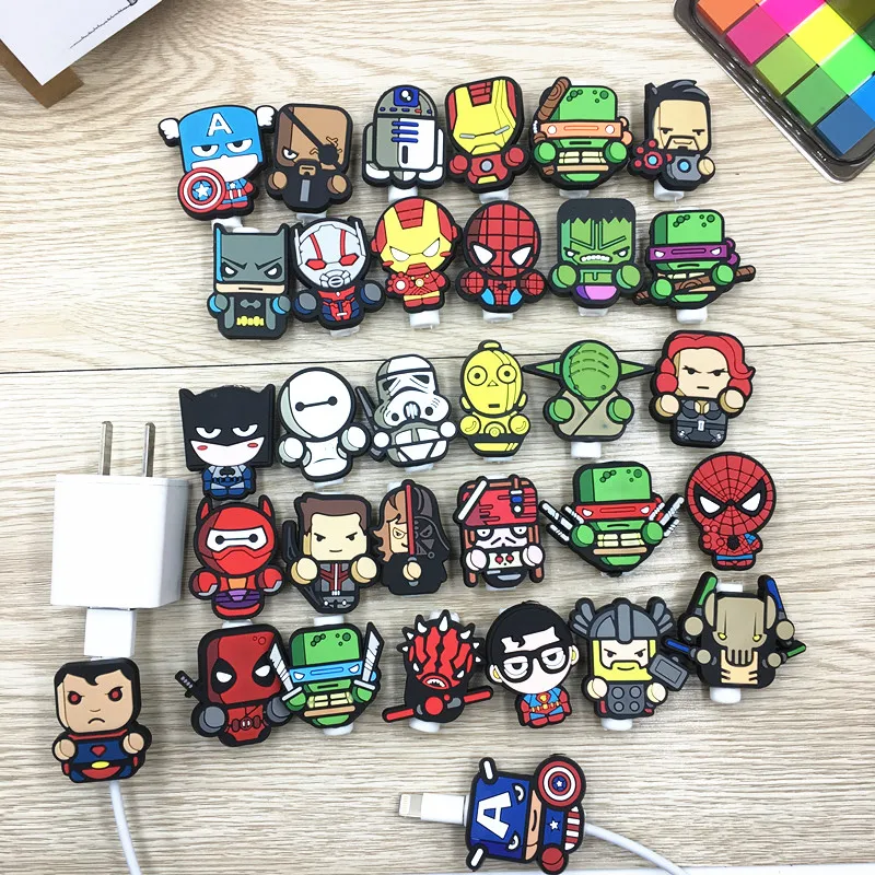 

100pcs Cartoon USB Cable Protector Management Data Line Organizer Clip Protetor De Cabo Cable Winder For iPhone Samsung Huawei