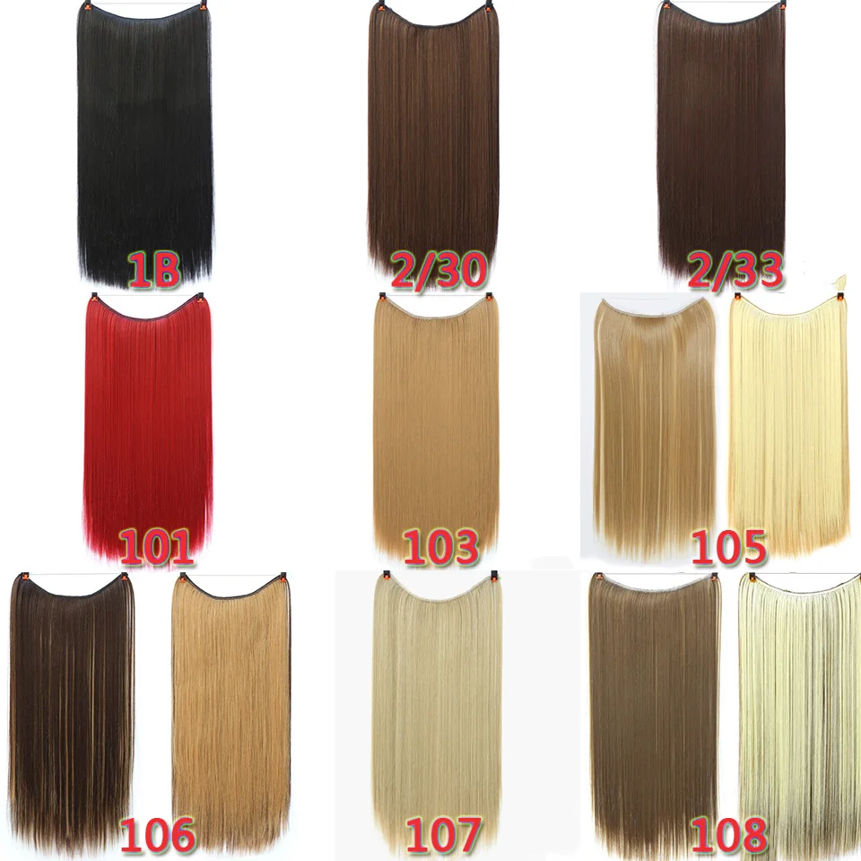 JINKAILI WIG Long Synthetic Hair Extensions Secret Fish Line Hairpieces Silky Straight real natural Synthetic