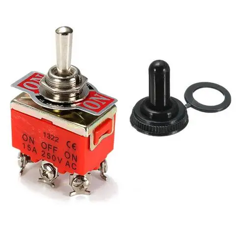 1Pc 15A 250V AC DPDT 6 pin 3 Position ON-OFF-ON Toggle Switch with Waterproof Cap Hot Sale orange | Обустройство дома