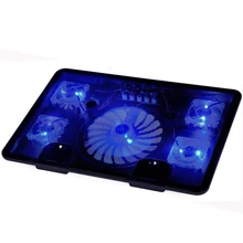 Внешний Ноутбук Cooler cooling Pad 14 “15.6” 17 “5 вентилятора 2 USB Порта слайд-доказательство тетради лоток со светодиодной подсветкой