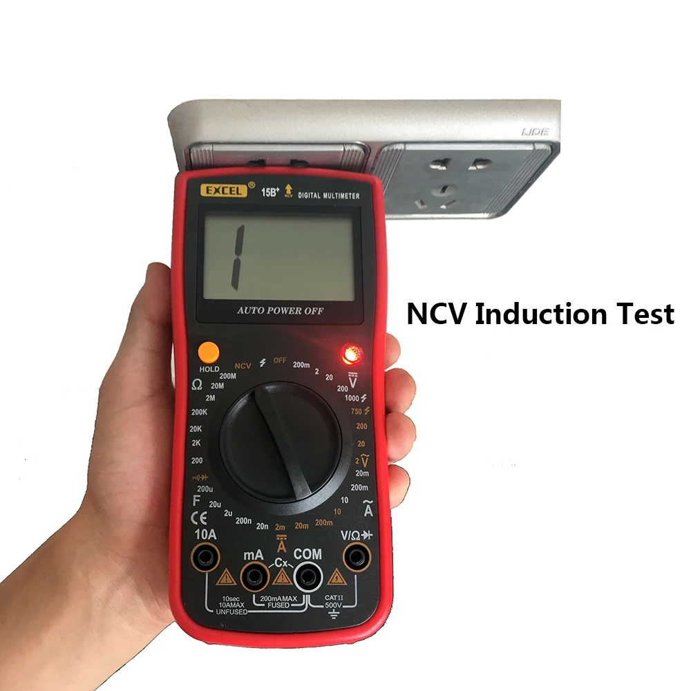 Эксель 15B+ AC DC ЖК-дисплей электрический портативный Вольтметр Амперметр Ом Емкость NCV тестер метр Цифровой мультиметр Multimetro