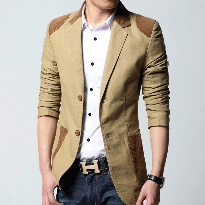 

Designer patchwork men's blazer casual slim fit blazer masculino spring autumn large suit jacket blazer homme plus size M-3XL