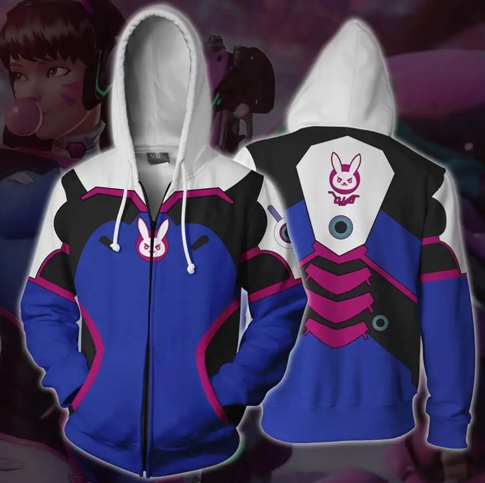 

Game OW D.VA Dva Costumes Hana Song 3D Printed Sweatshirt Sweater Cosplay Game Anime Cartoon hooded sweater D.VA Jackets