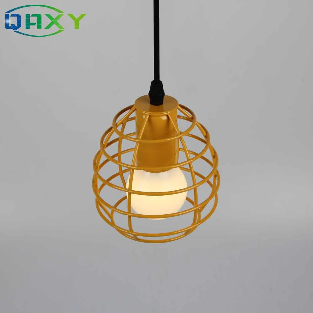  New Antique Green Red Blue Pendant Light Loft Droplight Fixture Iron Cage Pendant Lamp Hanging Dinn - 32974802537