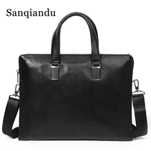 Мужской портфель из натуральной кожи, сумка для бизнеса, известный бренд, сумки через плечо, Офисная сумка, 14 дюймов, сумка для ноутбука, высокое качество