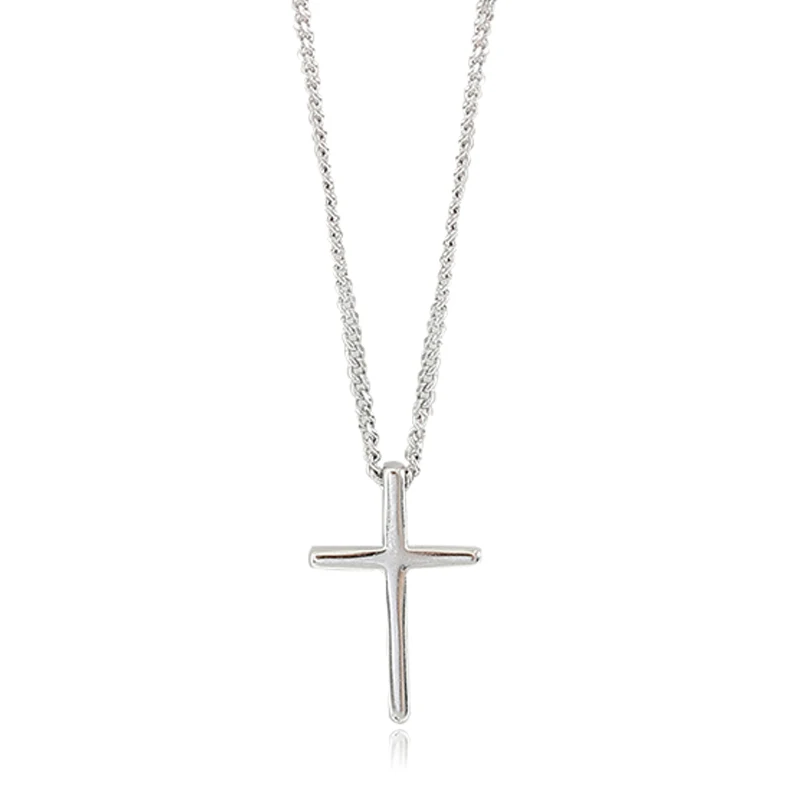 Простое ожерелье с подвеской в виде креста из стерлингового серебра S925 пробы, религиозная Подвеска "Иисус", ожерелье s для женщин и мужчин, крестообразное христианское - Окраска металла: Silver color
