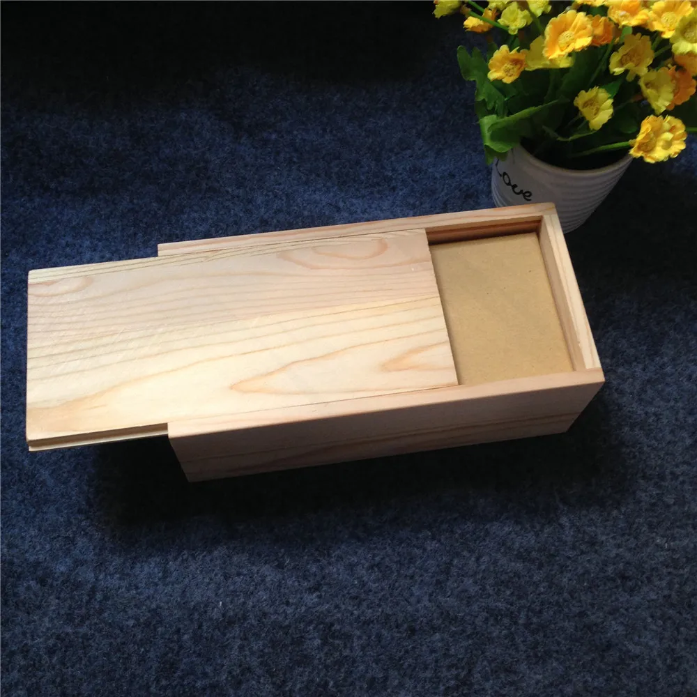 Деревянный ящик ручной работы с раздвижной крышкой включает в себя две коробки