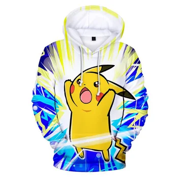 

Szblaze Unisex Pokemon Pikachu Comic 3D Print Hoodies Long Sleeve Cartoon Sweatshirt with Hat Casual Pullover Top Clohtings