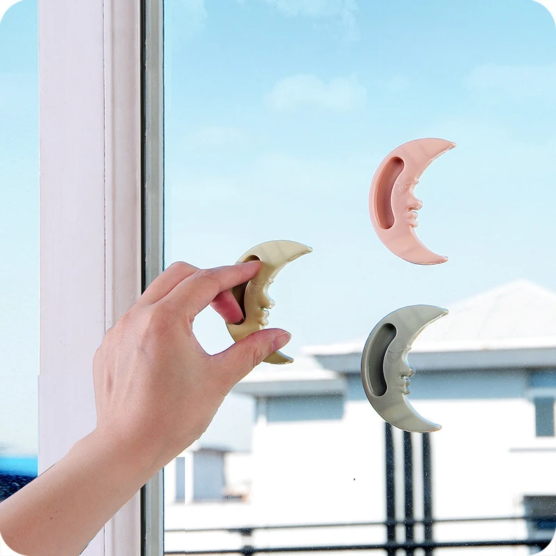 

2pcs/lot Paste Open Sliding Window handle cabinet door wardrobe handle moon shape door handle type drawer cabinet door handle