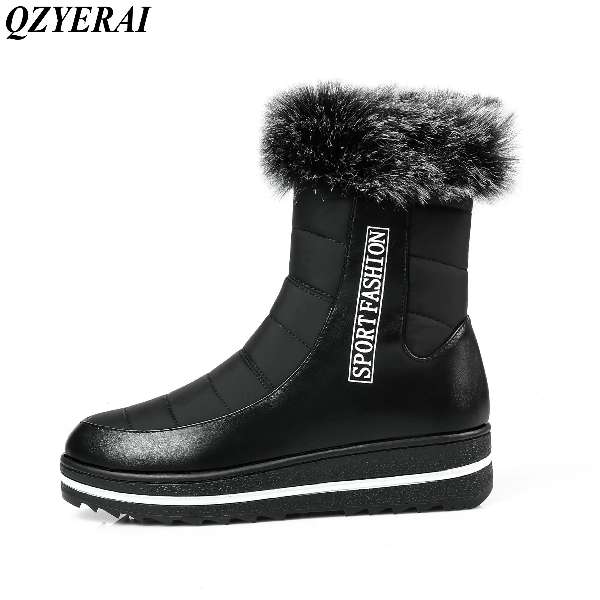 

QZYERAI Winter warm flat snow boots down thin women's shoes suitable for low-temperature weather casual waterproof female boots