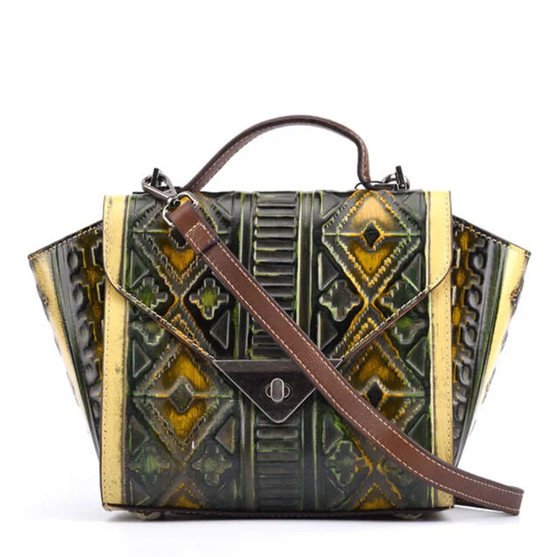 

2019 NEW FASHIONS FASHIONS EMBOSSED LADIES RETRO WIND HANDBAGS HAND PAINTED HEADS COWHIDE PERSONALITY WING PACKSLADIES HAND BAGS