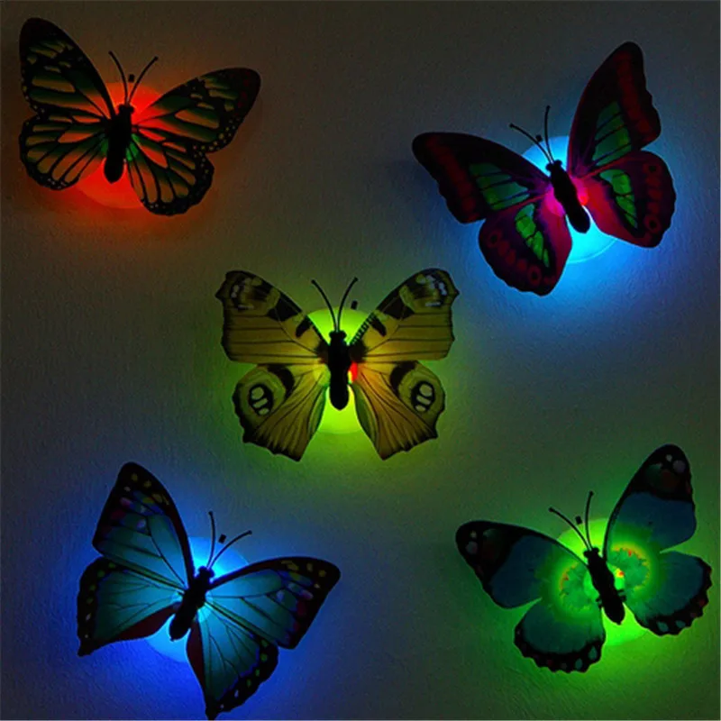 

Colorful Artificial Butterfly Night Light Home Party Bedroom Wedding Decoration Flashing Toy Wall Sticker Child Light-Up Toys