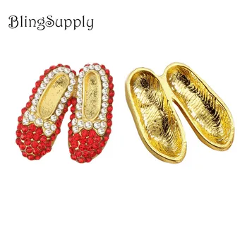 

Free shipping 25mm red rhinestone shoes 10PCS (BTN-5495)