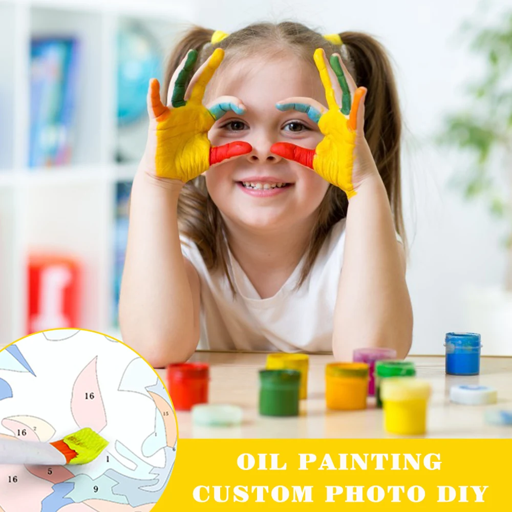 

AZQSD Frameless Custom Photo Painting by Numbers DIY Custom Made Your Picture Canvas Drawing Oil Printed Painting Home Decor