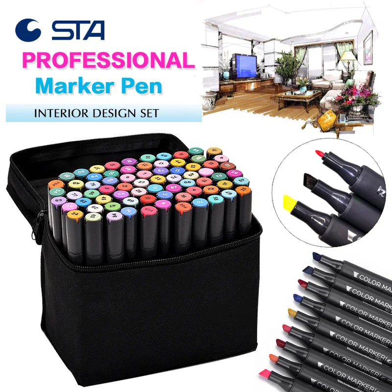 STA Interior Art Marker Set Sketch Comic Markers Drawing Dual Alcohol