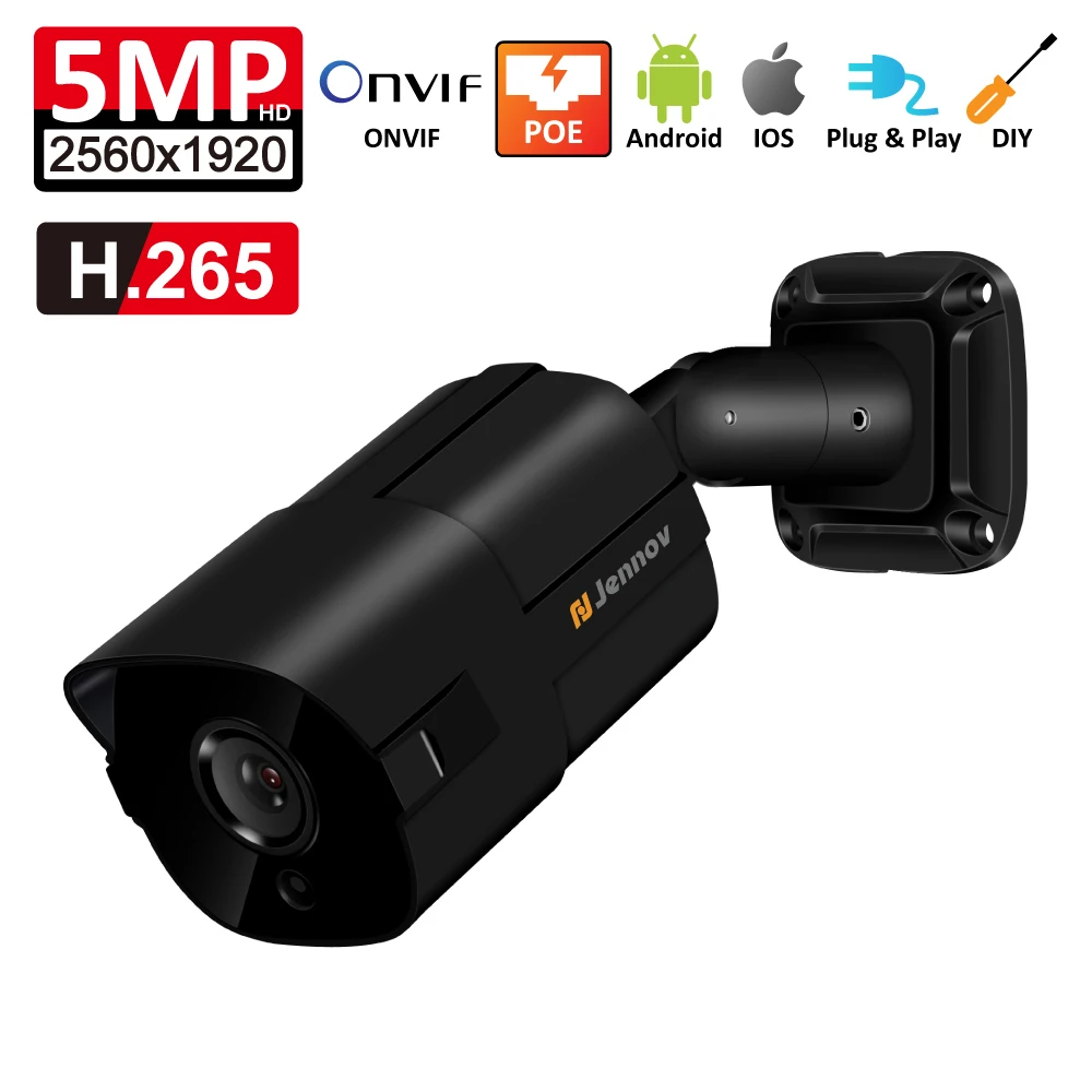 

Einnov Audio Record H.265 5MP POE Home Security IP Camera Bullet Outdoor Video Surveillance Camera Baby Monitor 2MP HD CCTV IR