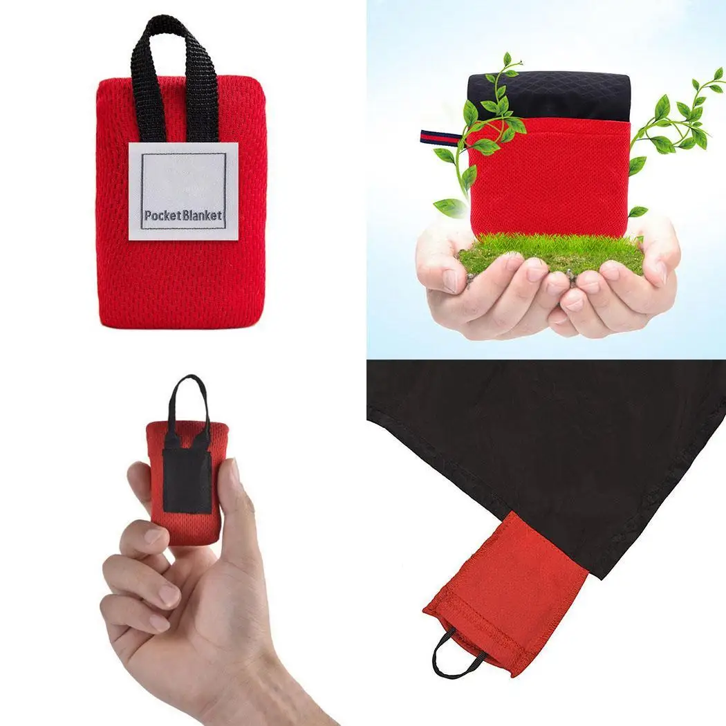 Portable Outdoor Camping Nylon Pocket Picnic Mat Mini Beach Pad Red