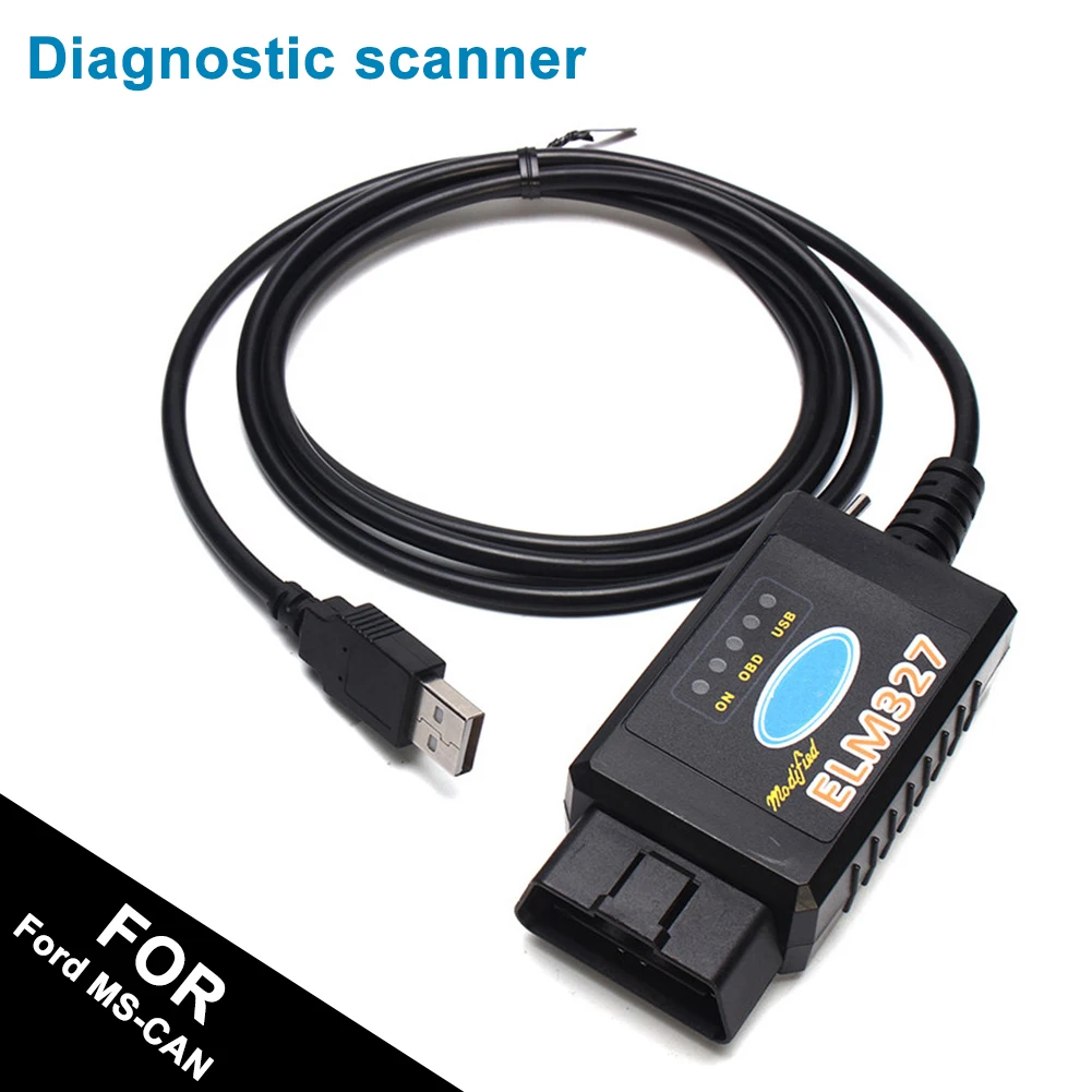 ELM327 obd2 сканер USB OBD2 модифицированный диагностический сканер automotriz инструмент для Ford MS-CAN HS-CAN Mazda - Цвет: Черный