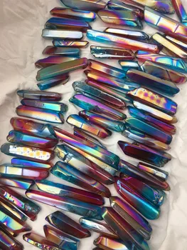 

Natural multicolor electroplating angel aura quartz raw quartz crystal points