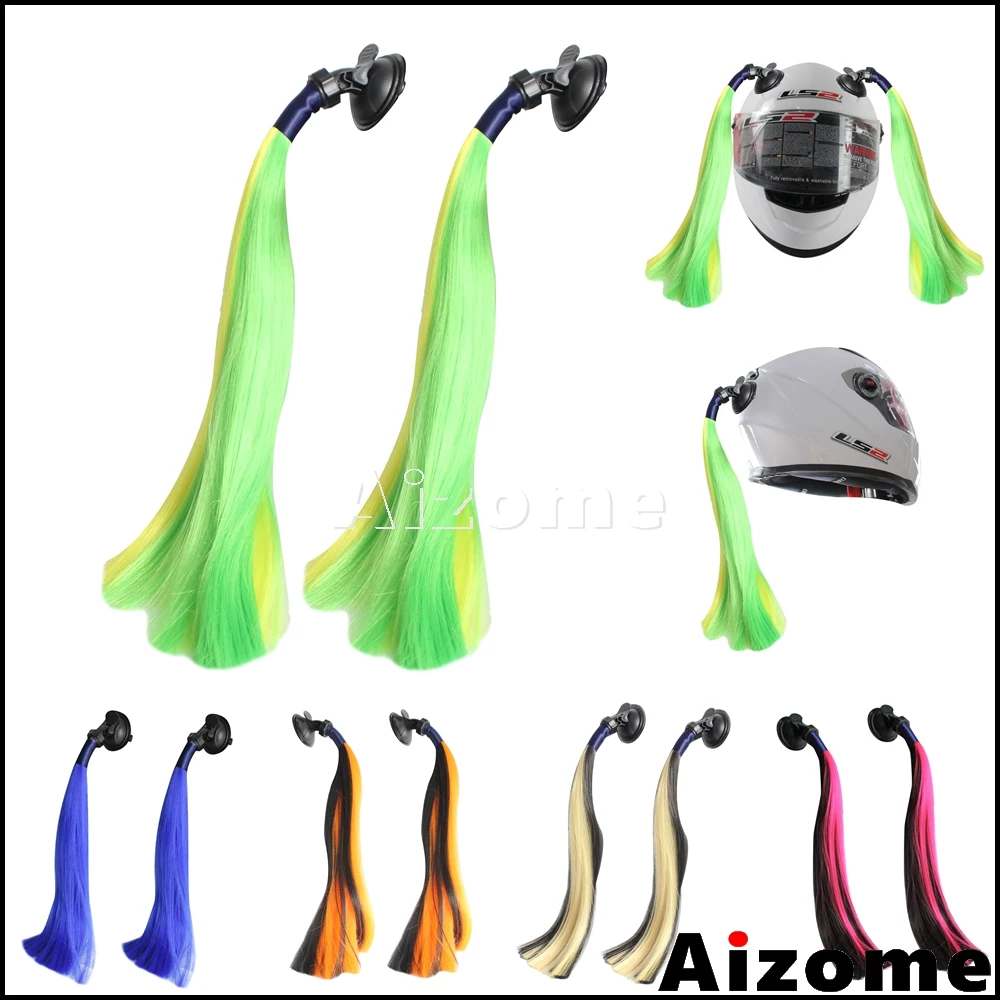 

2x Motorcycle Motocross Race Helmet Braids Ponytail Motorcycle Skate Bike Snowmobile ATV Helmet Decoration Braids Mix Color
