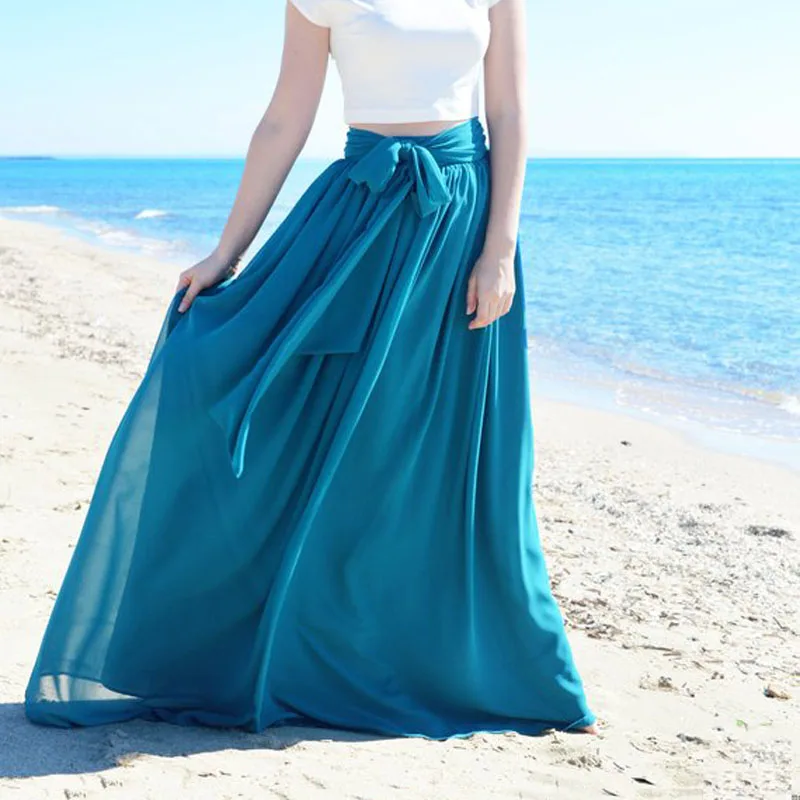 Buy Casual Chiffon A Line Ice Blue Women's Skirts With