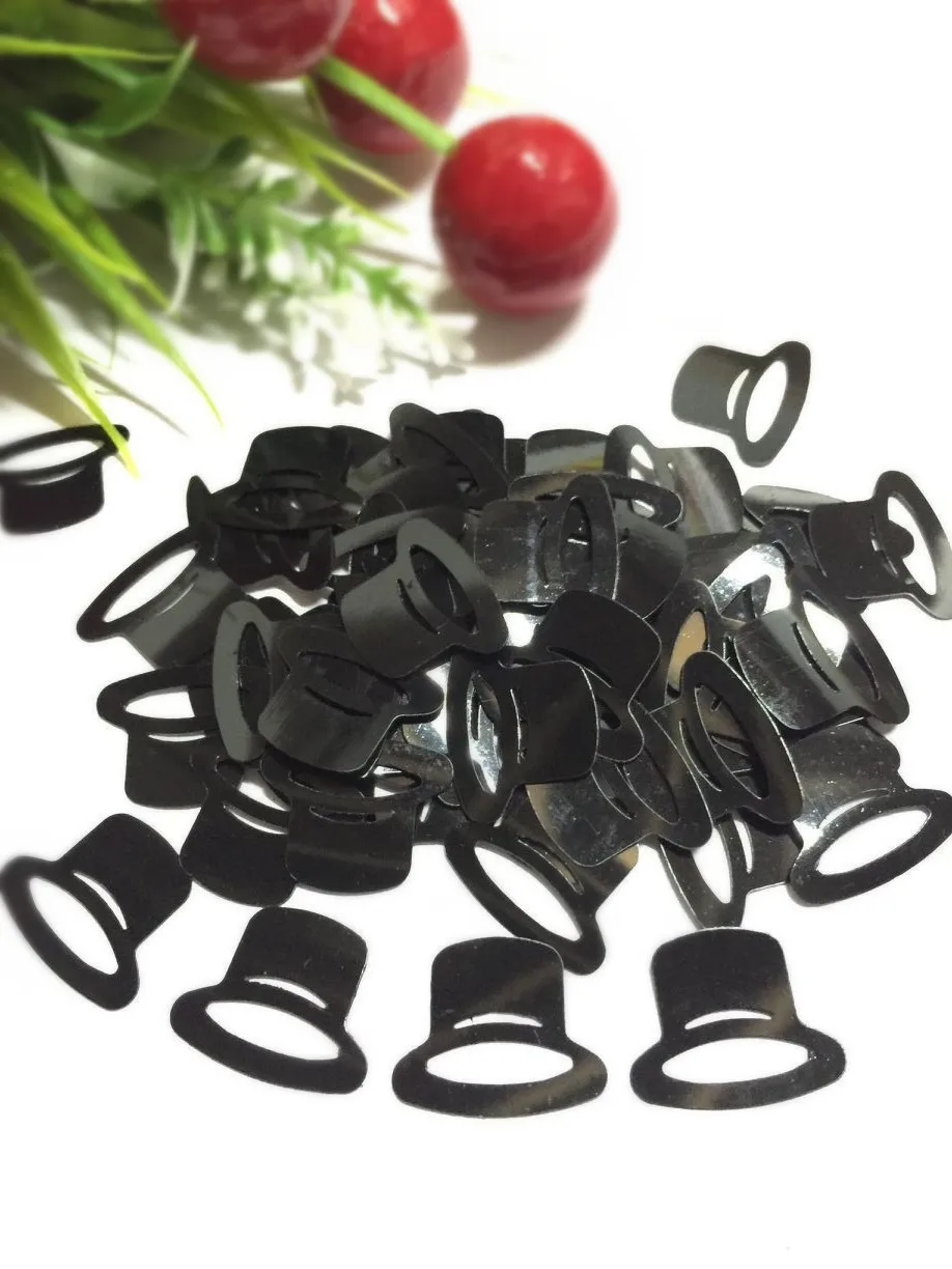 600pcs Magic Hat Sequins 14*17mm PVC Paillette For Craft Flat Top Cap Kids DIY Black | Дом и сад