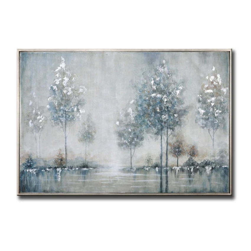 

Birch Tree Handmade Oil Painting Forest Art 100% Hand Painted Oil Paintings Free Shipping Wall Decor Canvas Art For Home Wall