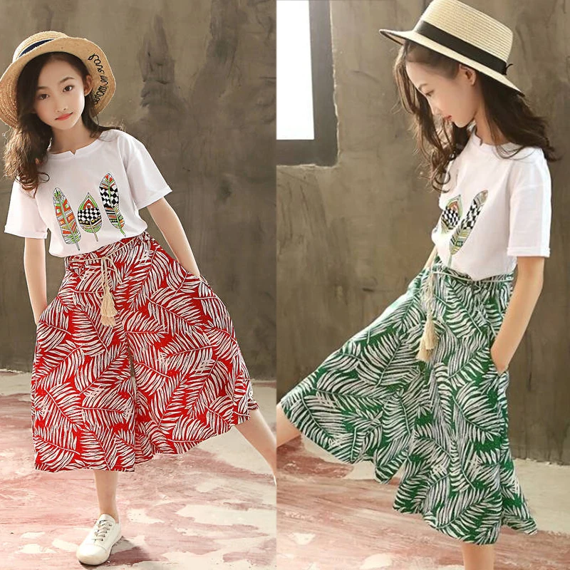 

Toddler Baby Girl Clothes Outfits Short Sleeve T-shirt+Wide Leg Casual Long Pants Casual Clothing Sets