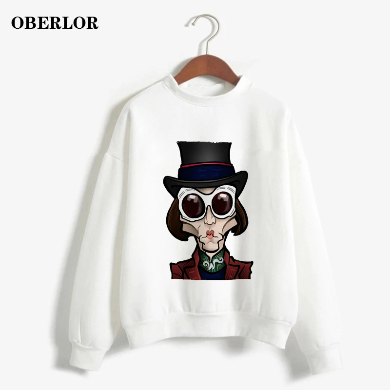 

Modest Clever and So Smart Willy Wonka Printed All-match Sweatshirt Tim Burton Harajuku Pullover Casual Sportswear Women Hoodies