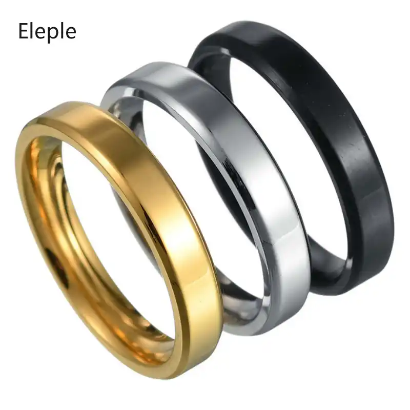 Eleple Classic Stainless Steel Simple Rings For Women Men