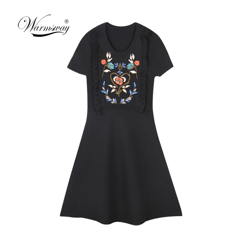 New Arrival Embroidered Floral Women ruffles Dress British Style Mini Dress High Quality Vintage Female Dress C-053