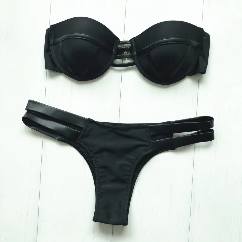 

black Bikini 2019 New Women Push up Bikini Set biquini Swimsuit Swimwear Bathing Suit Beachwear Biquini Summer Beach Swimming