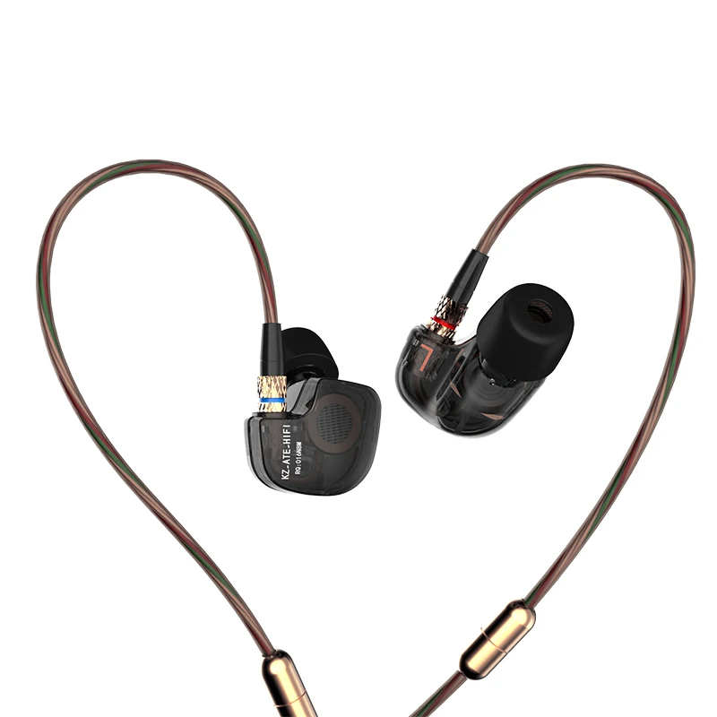 Оригинальные KZ ATE S медный драйвер HiFi спортивные наушники в ухо наушники для бега с поролоновыми наушниками с микрофоном для Iphone 7