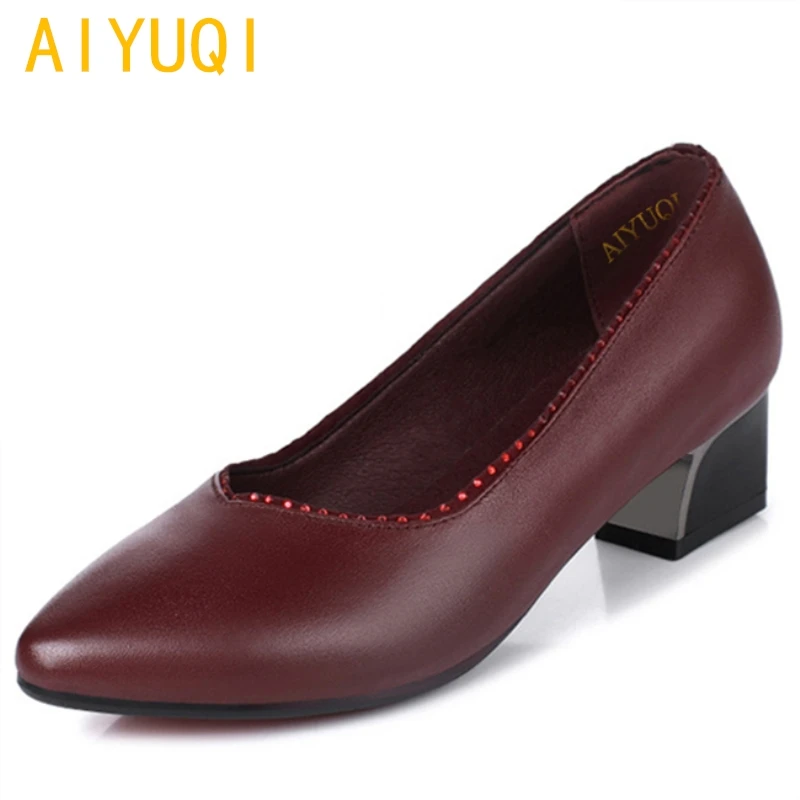

AIYUQI 2019 new spring genuine leather women's shoes party shoes for women in red comfortable dress fashion sexy shoes women