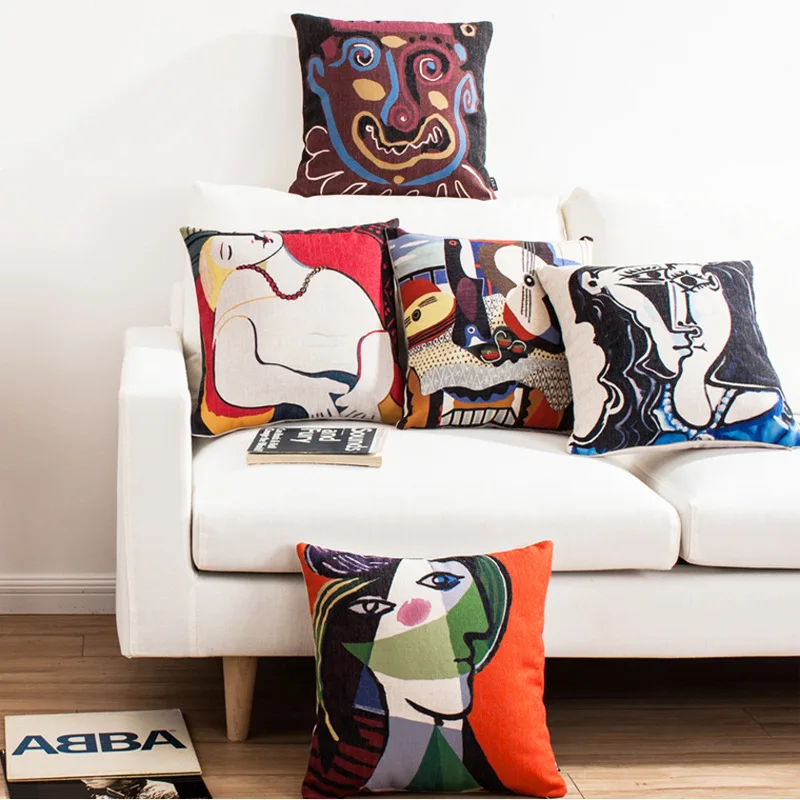 

Decorative Throw Pillow Case Cover Picasso Painting Printed Square Shape Cushion Cover For Sofa Home Capa De Almofadas 45x45cm