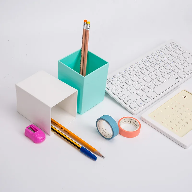 Квадратный пластиковый держатель для ручек простой офисный Настольный держатель для хранения практичный и красивый держатель ручки