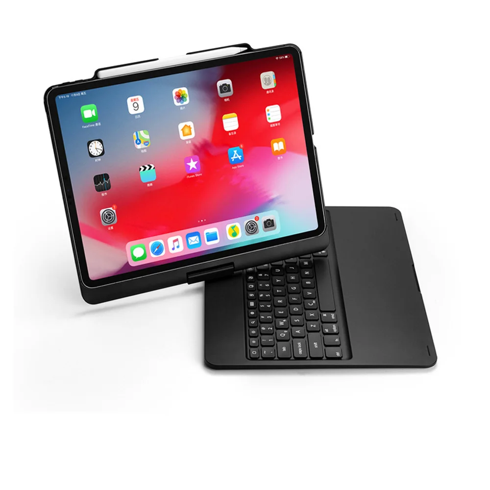 [Новое] Bluetooth клавиатура чехол для Apple iPad Pro 12,"(), 360 вращение и 7-Цвет с подсветкой, на застежке, чехол, жесткий Беспроводной клавиатура