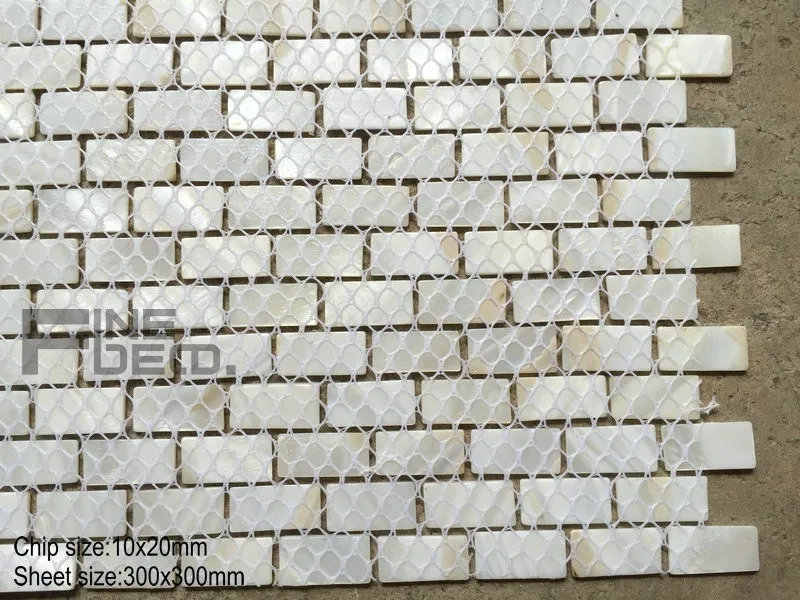 FD1101 brick pattern pure white color freshwater shell mosaic 11