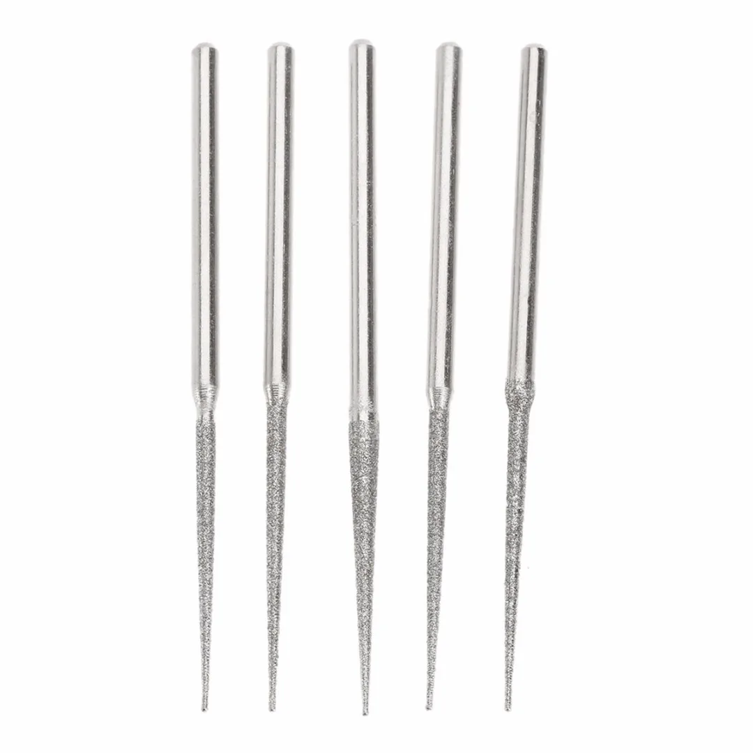 5pcs Mini Drills Diamond Grinding Head 3mm Shank Bur Bit Set Glass Metals Grinding Rods For Drill Press Rotary Tool Mayitr