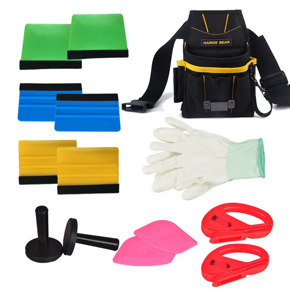 Car Wrapping Installation Tools Kit Vinyl Wrap Bag Squeegee Razor Glove