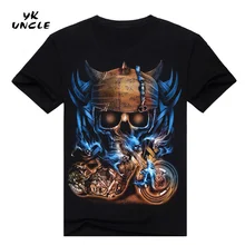 Футболка мужская хип-хоп футболка с 3D серповидными черепами, с принтом в виде мотоциклетных скоб, повседневная мужская одежда, футболка 3XL, YK UNCLE