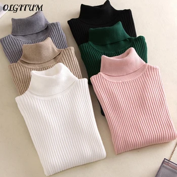 

Women Thicken Turtleneck Warm Sweater 2019 Autumn Winter New Female Knitted Pull High Elasticity Soft Sweaters Female Pullovers