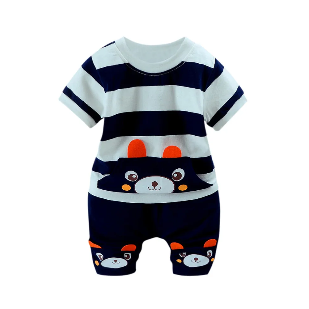 

2Pcs Boys Outfits Cute Infant Baby Boys Girls Bear Striped T-Shirt Tops+Shorts Clothes Set Outfits