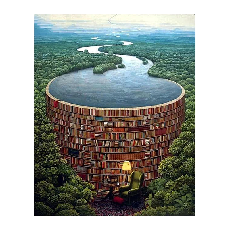 5D DIY Diamond Painting Cross Stitch Landscape Forest Library Full Square drill Diamond Embroidery home decor gift 