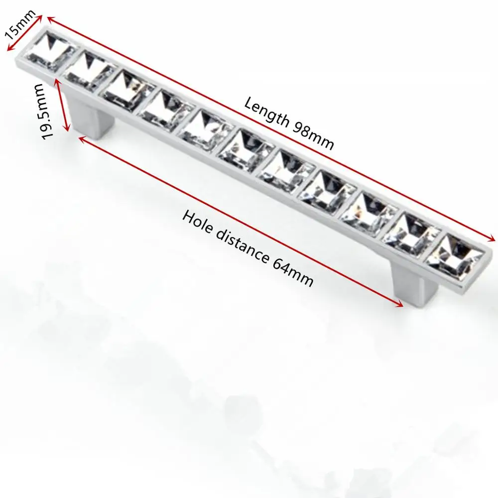 Кристальные алмазные ручки для шкафа, роскошный цинковый сплав, модные дверные ручки для выдвижных ящиков, Европейский шкаф, Мебельная ручка - Цвет: 64mm