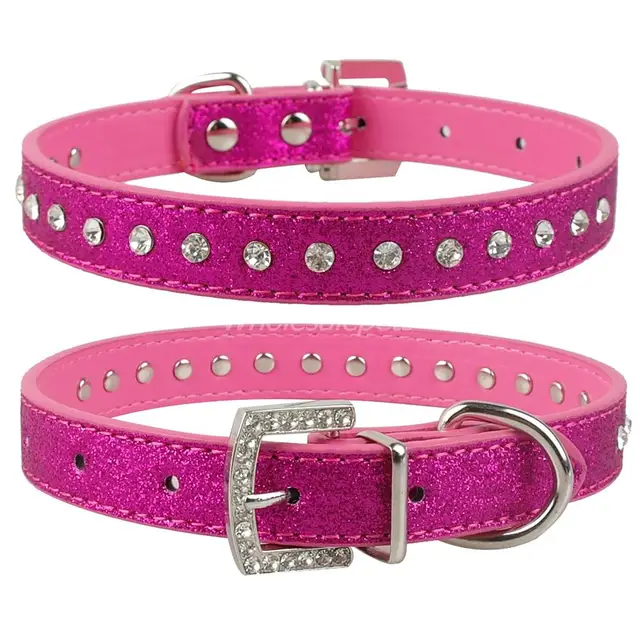 Collier En Cuir Pu Pour Chien Strass Rose 1 Rangee Cristal Pour Chat Chaton Chihuahua Xs S M Aliexpress Maison Animalerie