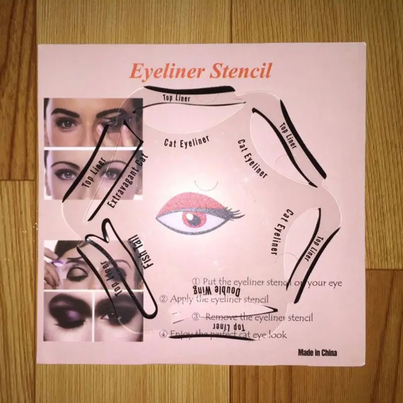 

6 In 1 Eyeliner Drawing Template Cards Fashion Cosmetic Tool Kits Smokey Cat Eyes Makeup Accessory Beginner Use